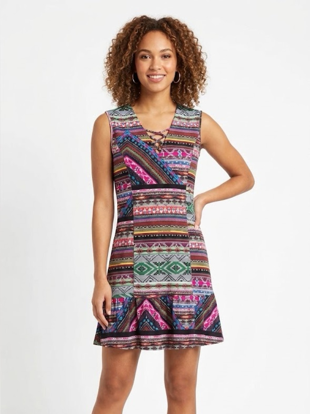 Bisou Bisou Multicolor Print Dress Size Small